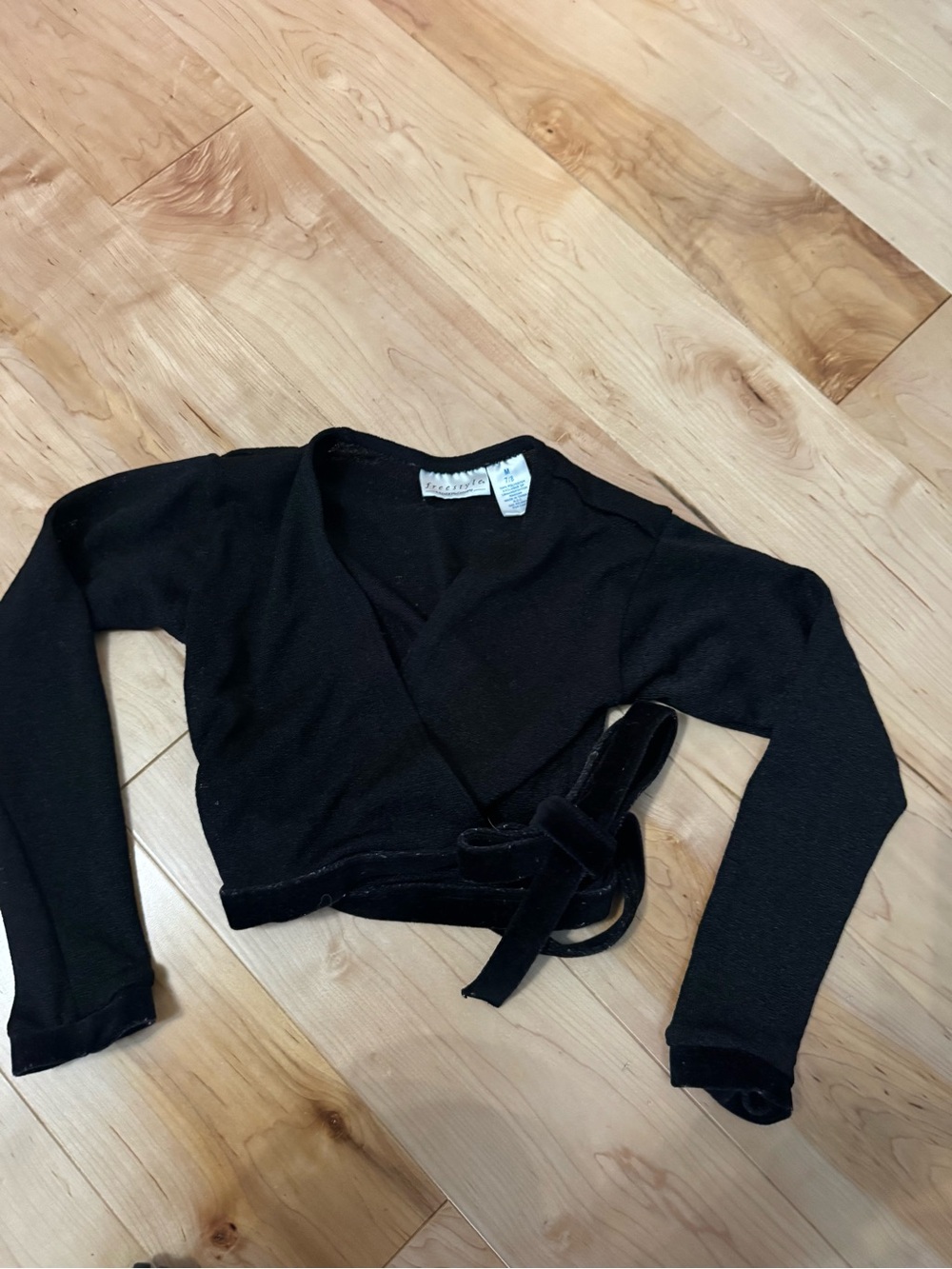Danskin Black Wrap Crop Top with Tie. Dance cover up ballet